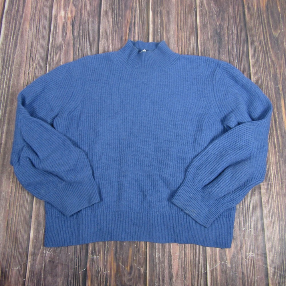 & Other Stories Cozy Blue Mock Neck Turtleneck Sweater Thick Warm Knit / Medium
